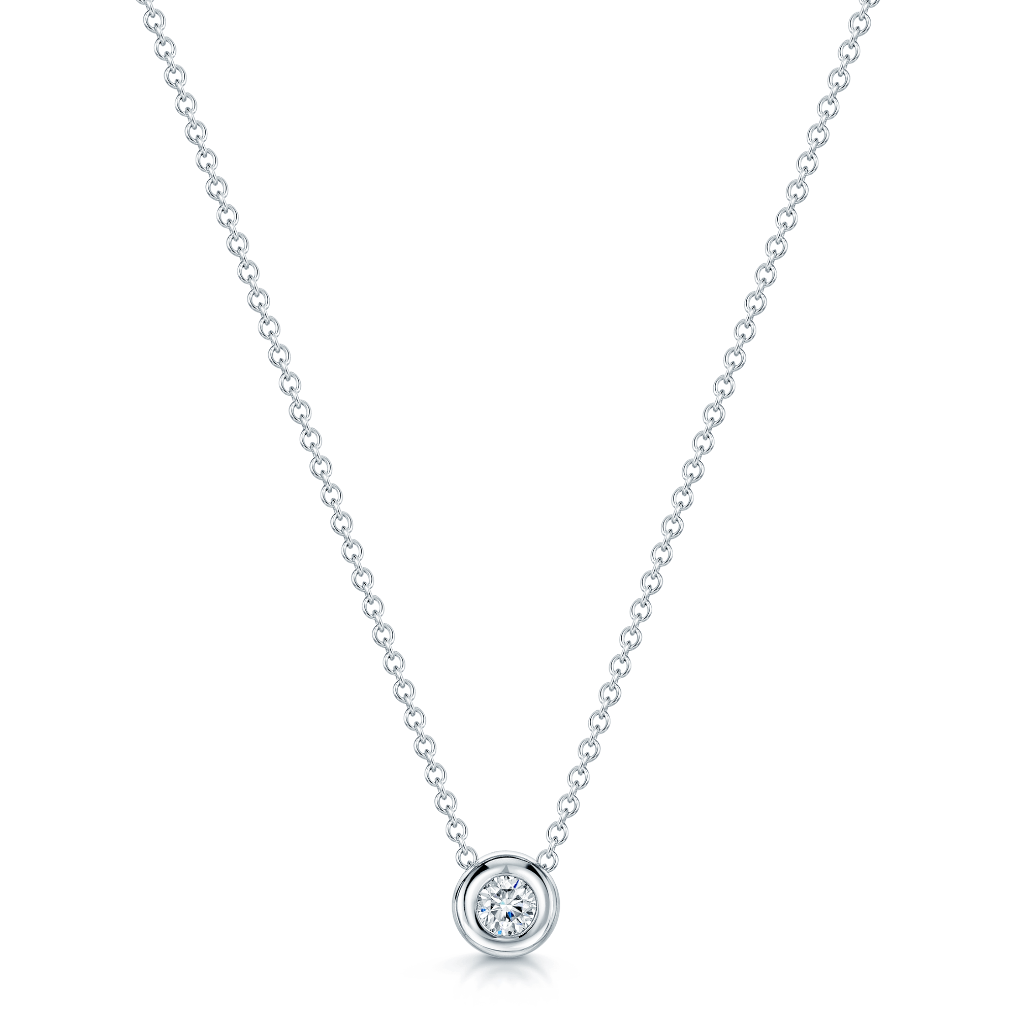 Berry's 18ct White Gold Round Brilliant Solitaire Diamond Rub-Over Pendant - Berry's Jewellers