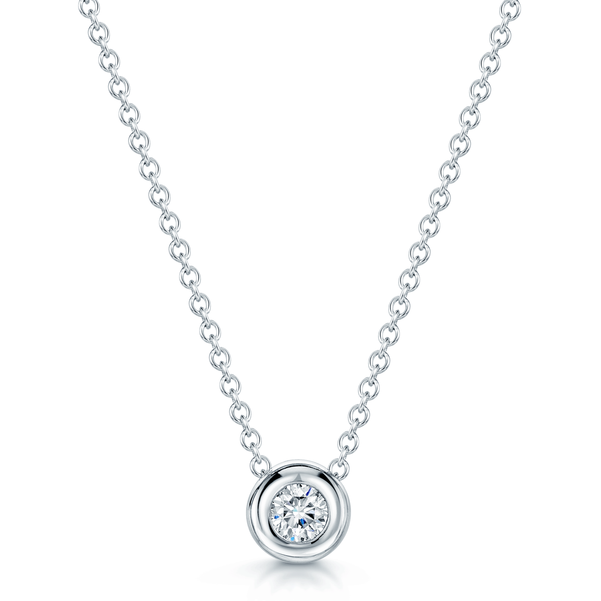 Berry's 18ct White Gold Round Brilliant Solitaire Diamond Rub-Over Pendant - Berry's Jewellers