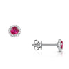 Berry's 18ct White Gold Round Ruby And Diamond Cluster Stud Earrings - Berry's Jewellers