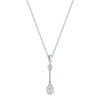 Berry's 18ct White Gold Rub Over Pear & Round Brilliant Diamond Drop Pendant - Berry's Jewellers