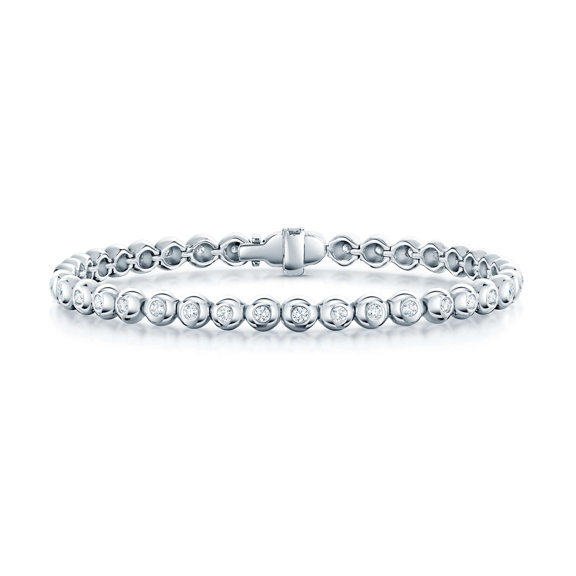 Berry's 18ct White Gold Rub Over Set Diamond Tennis Bracelet - Berry's Jewellers