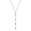 Berry's 18ct White Gold Rub Over Set Pear & Round Brilliant Cut Diamond Bar Drop Pendant - Berry's Jewellers