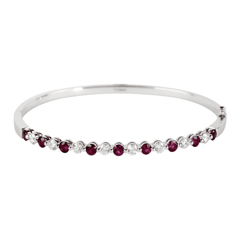 Berry's 18ct White Gold Ruby And Diamond Bangle - Berry's Jewellers