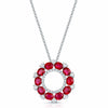 18ct White Gold Ruby & Diamond Open Circle Pendant