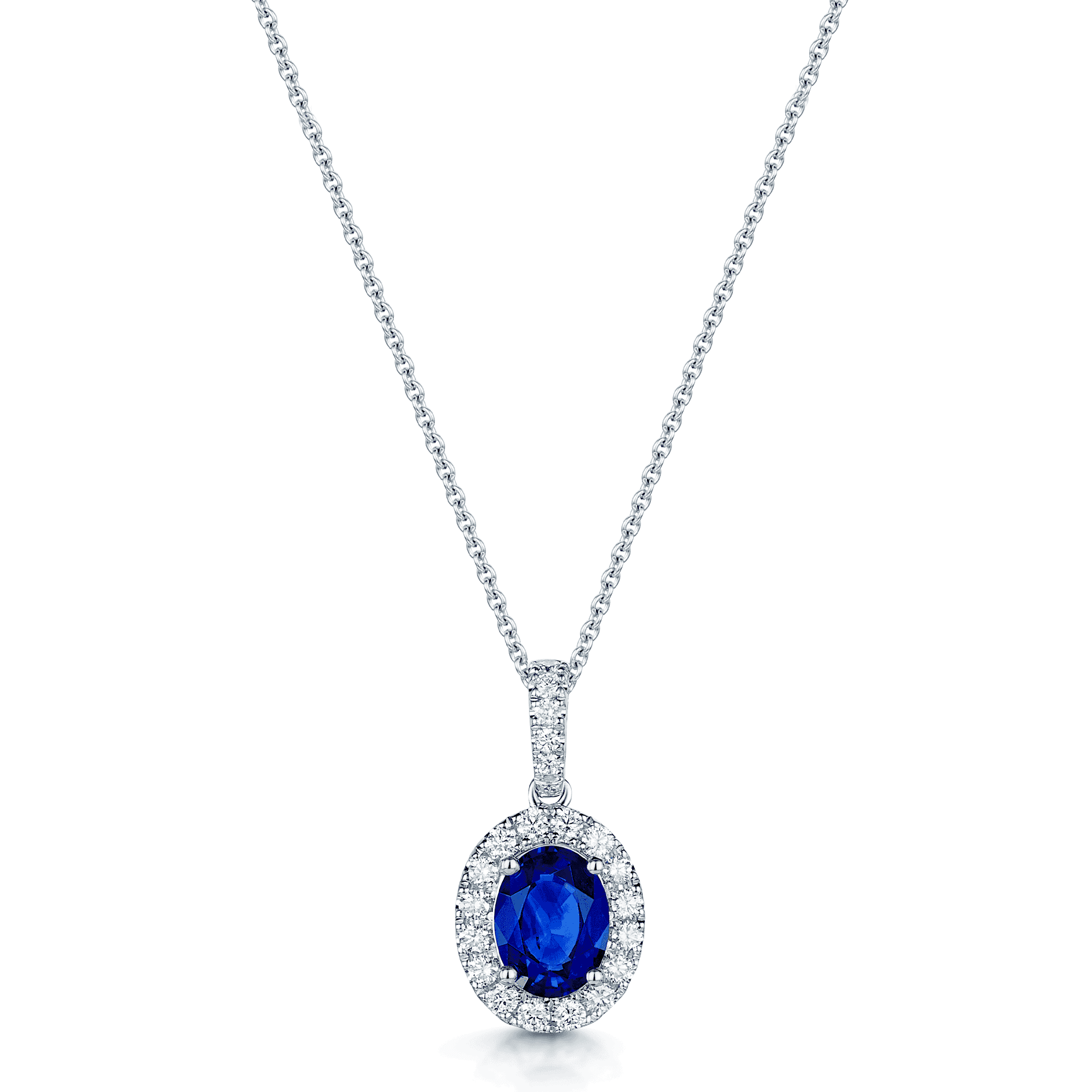 Berry's 18ct White Gold Sapphire and Diamond Cluster Pendant - Berry's Jewellers