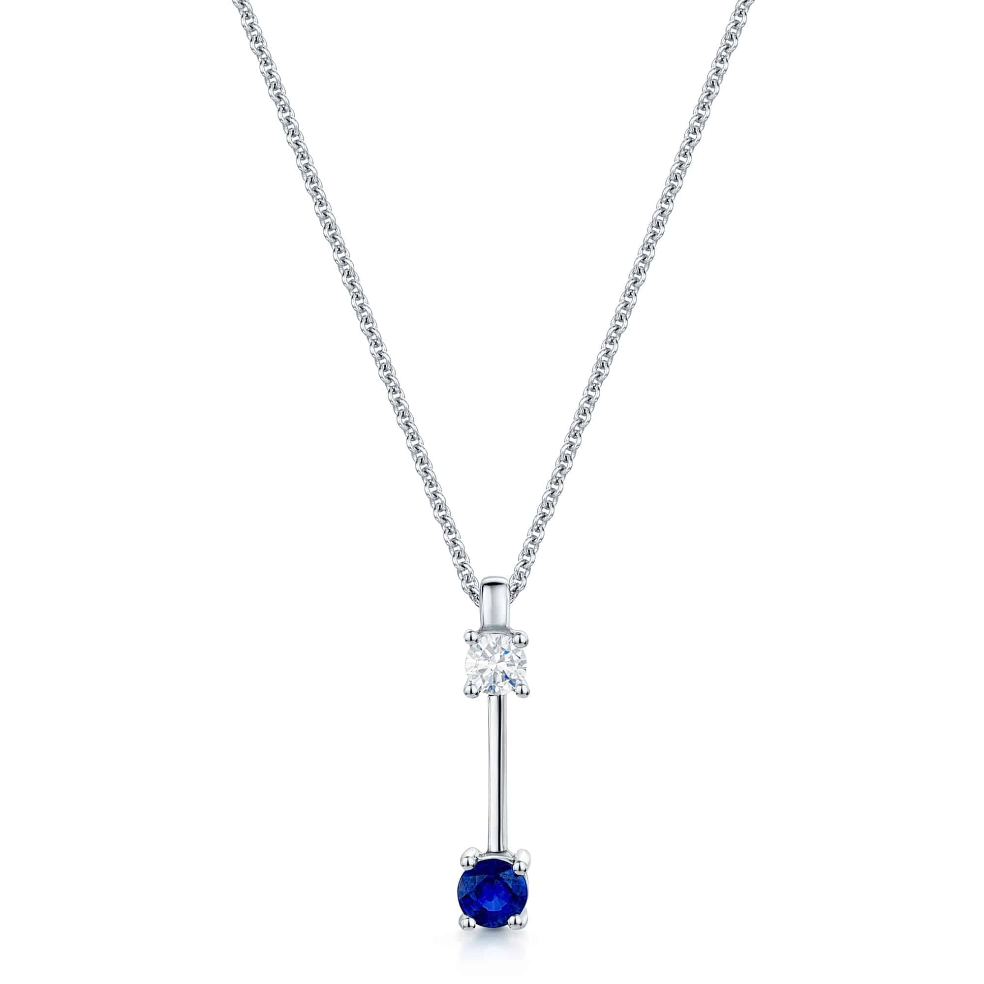 Berry's 18ct White Gold Sapphire And Diamond Drop Pendant - Berry's Jewellers