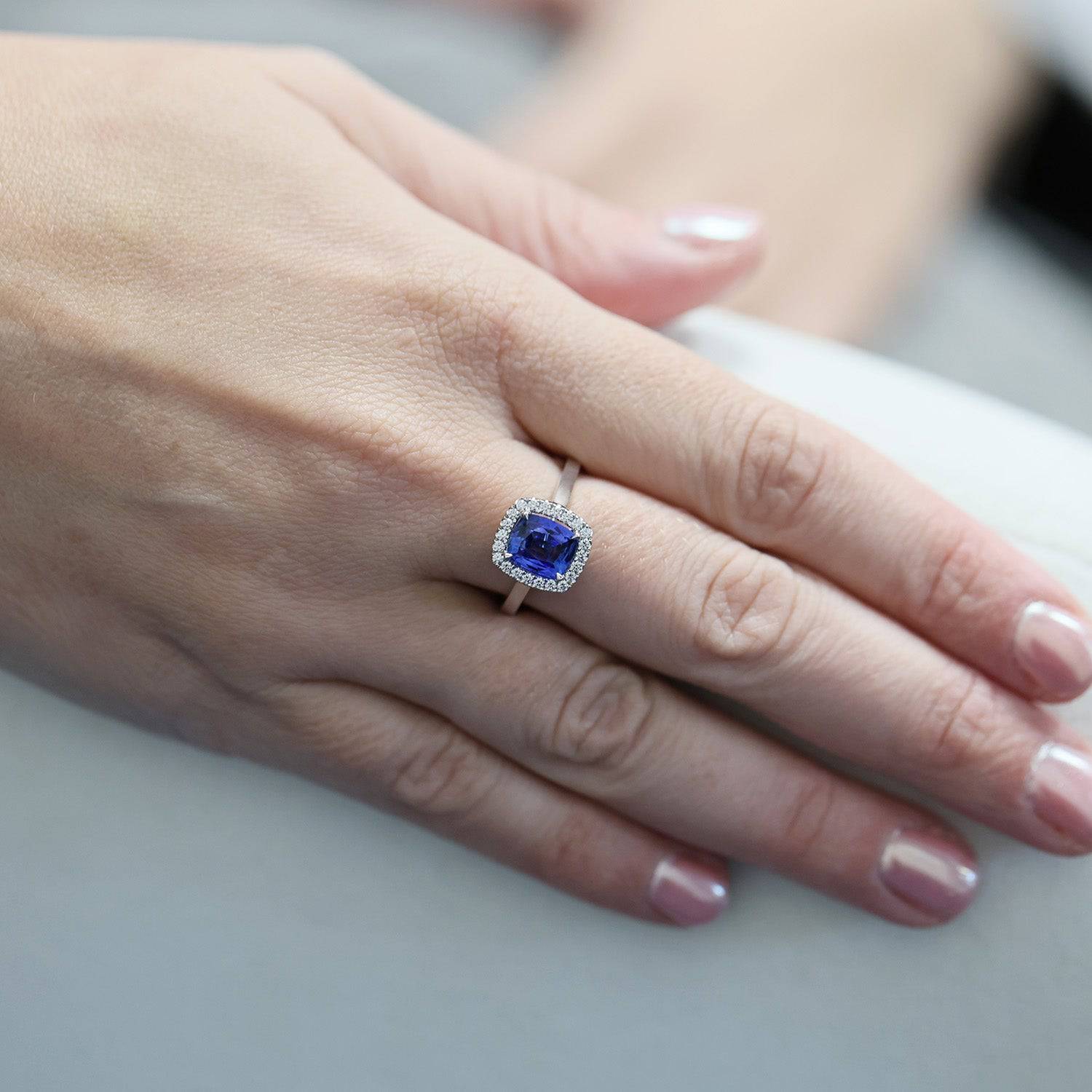 Berry's 18ct White Gold Sapphire And Diamond Halo Ring - Berry's Jewellers