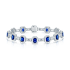 Berry's 18ct White Gold Sapphire And Diamond Halo Vintage Line Bracelet - Berry's Jewellers