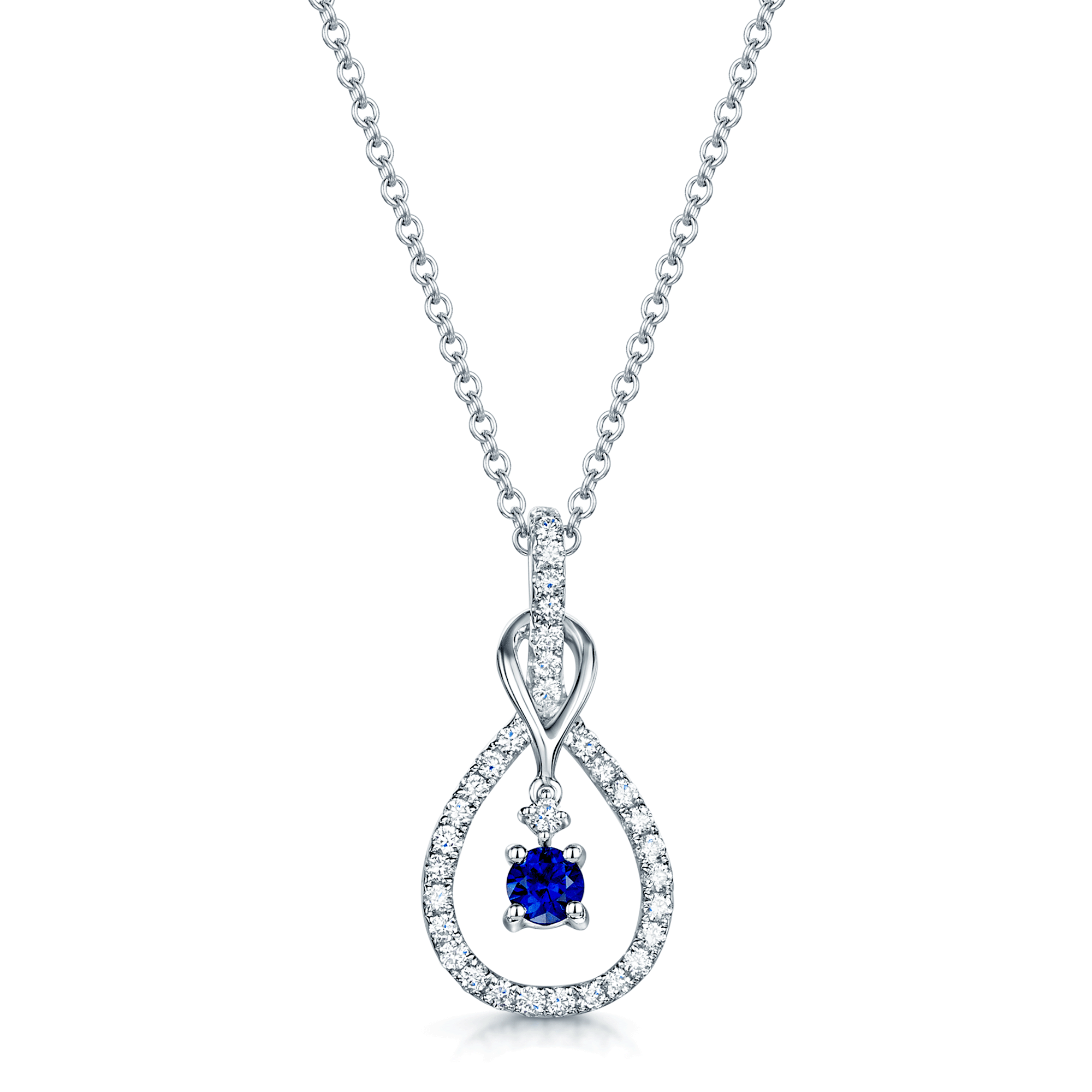 18ct White Gold Sapphire And Diamond Pendant