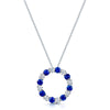 18ct White Gold Sapphire & Diamond Circular Pendant