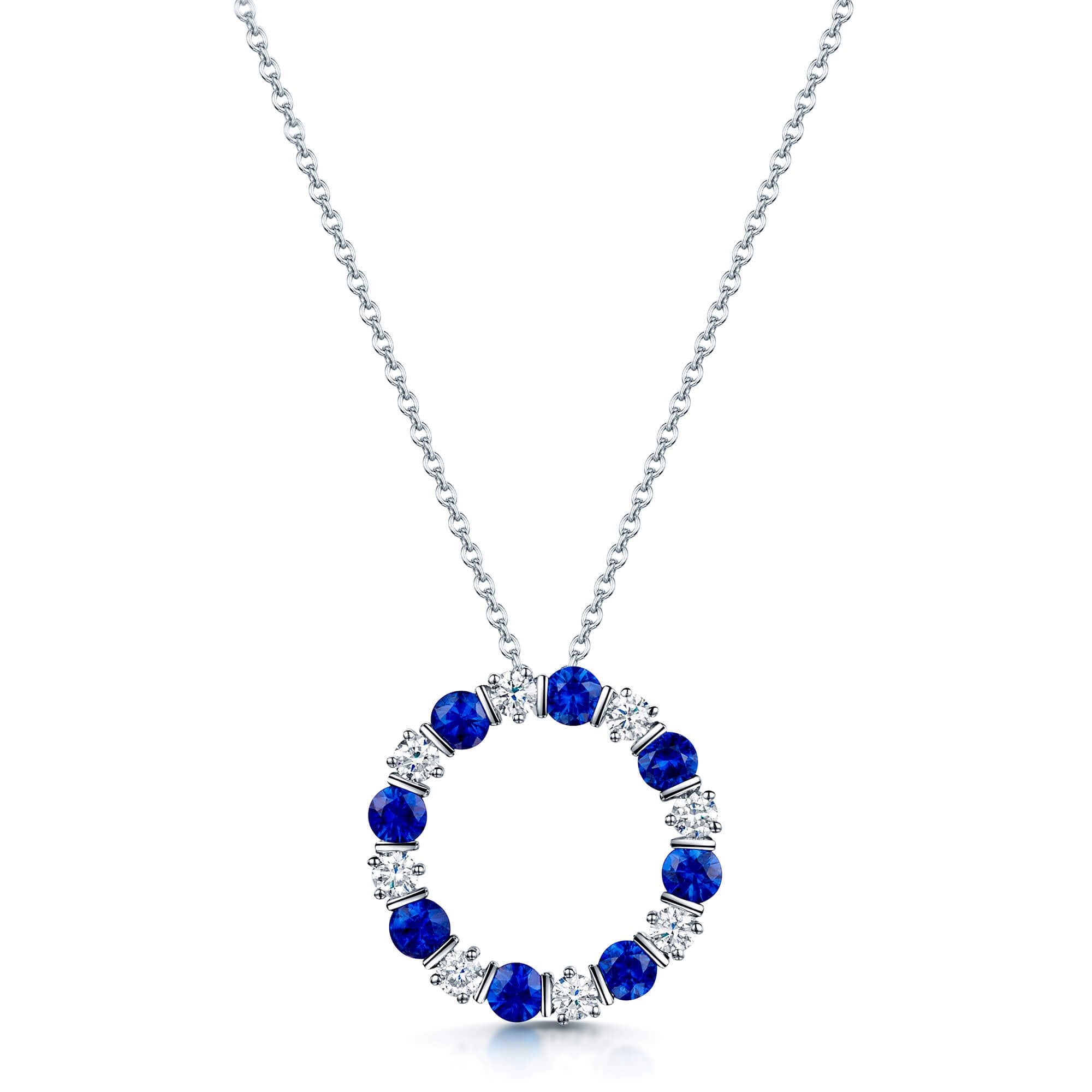 Berry's 18ct White Gold Sapphire & Diamond Circular Pendant - Berry's Jewellers