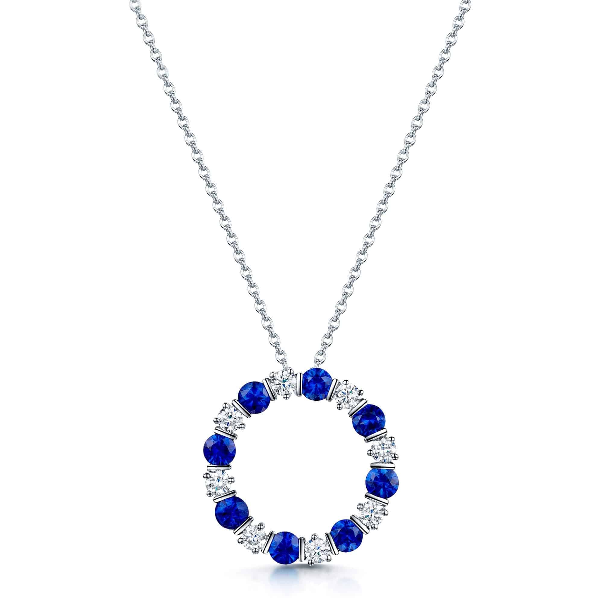 Berry's 18ct White Gold Sapphire & Diamond Circular Pendant - Berry's Jewellers