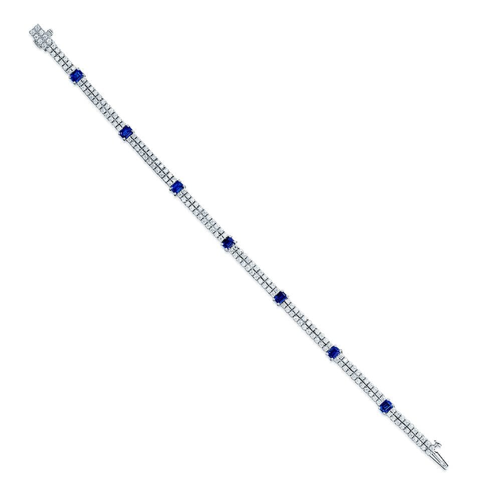 Berry's 18ct White Gold Sapphire & Diamond Two Row Bracelet - Berry's Jewellers