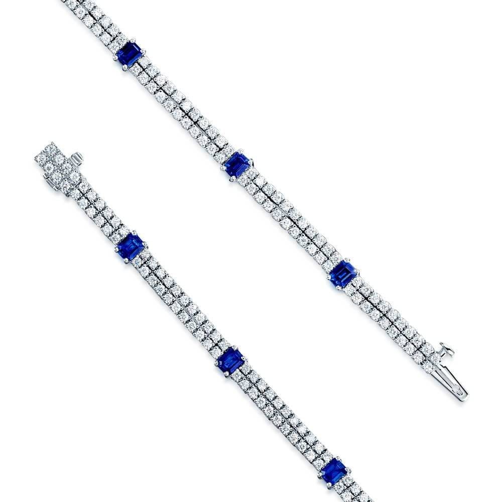 Berry's 18ct White Gold Sapphire & Diamond Two Row Bracelet - Berry's Jewellers