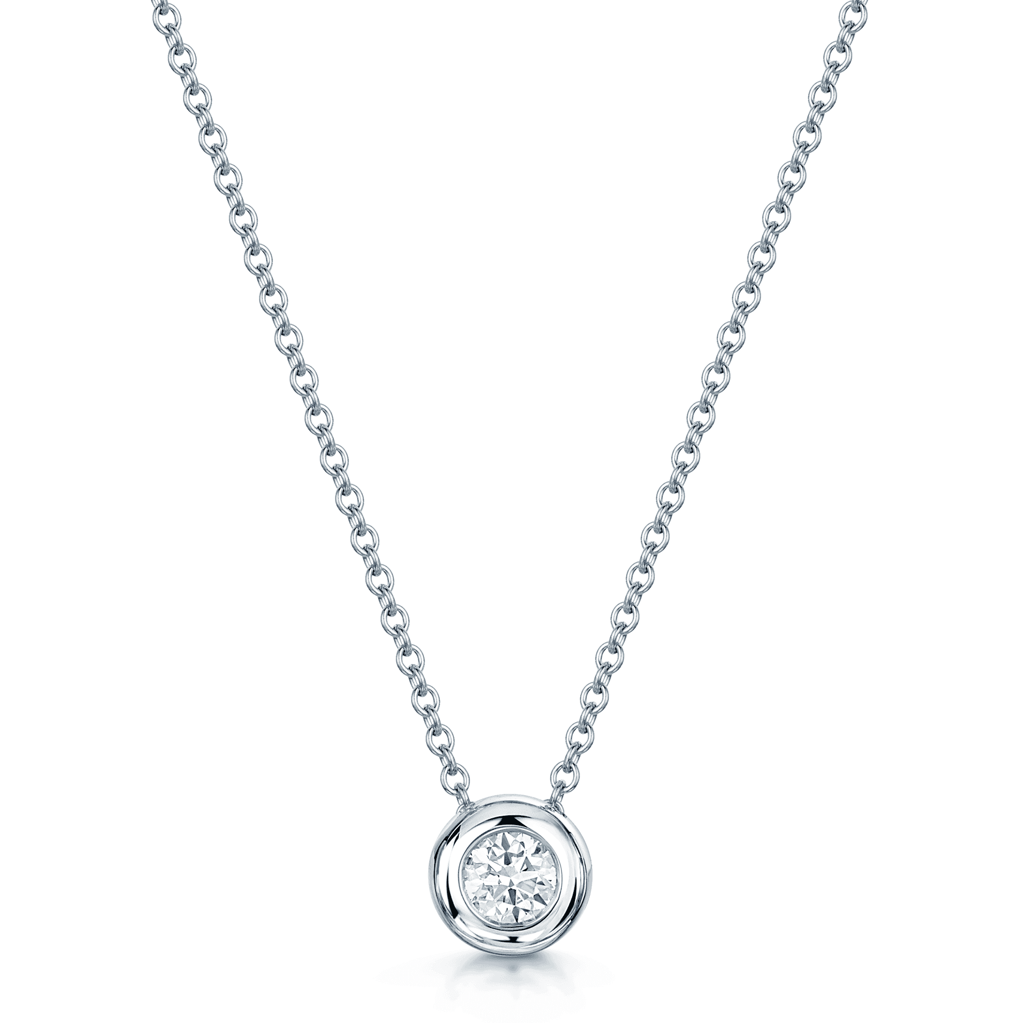 Berry's 18ct White Gold Single Stone Brilliant Cut Diamond Rub Over Pendant - Berry's Jewellers