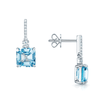 Berry's 18ct White Gold Square Cut Aquamarine And Diamond Drop Earrings - Berry's Jewellers