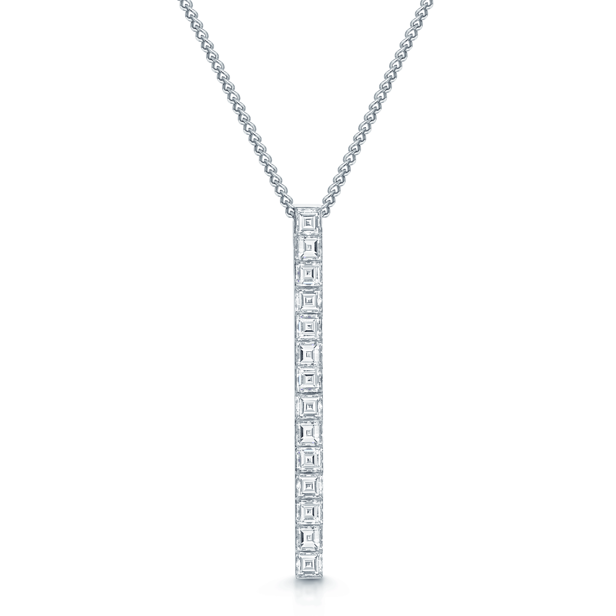 Berry's 18ct White Gold Square Cut Diamond Bar Pendant - Berry's Jewellers