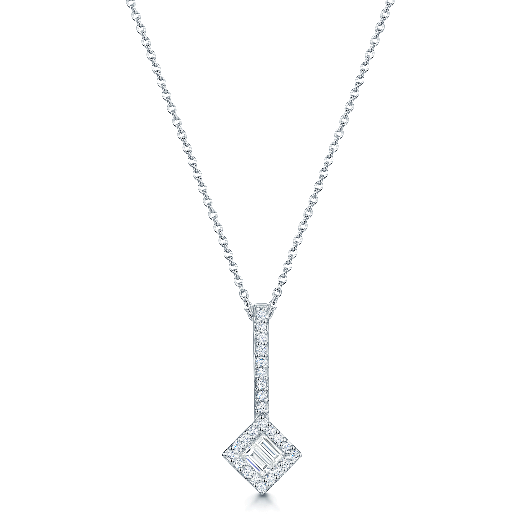 Berry's 18ct White Gold Square Diamond Set Pendant - Berry's Jewellers