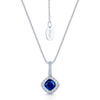 Berry's 18ct White Gold Square Sapphire And Diamond Offset Cluster Pendant With A Diamond Bale - Berry's Jewellers