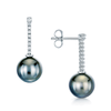 Berry's 18ct White Gold Tahitian Black Pearl and Diamond Drop Earrings - Berry's Jewellers