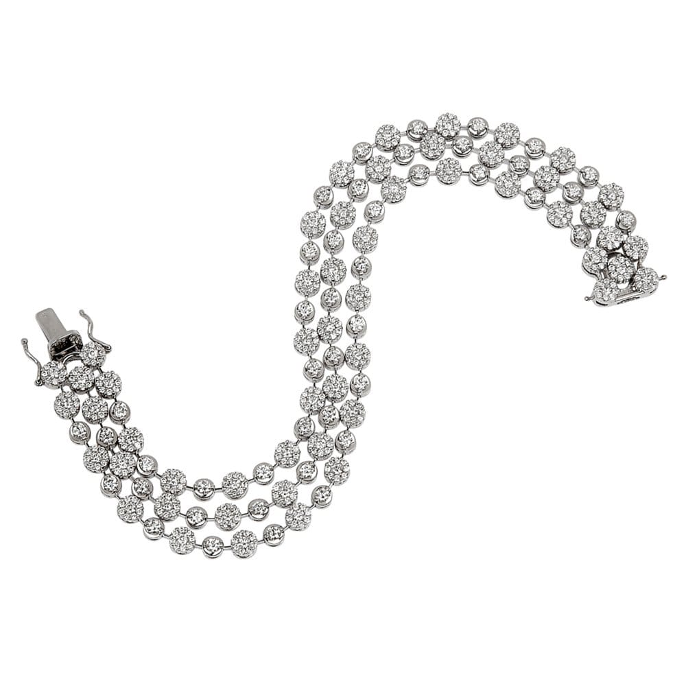 18ct White Gold Three Row Diamond Bracelet