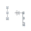 Berry's 18ct White Gold Three Stone  Diamond Bar Set Drop Earrings - Berry's Jewellers