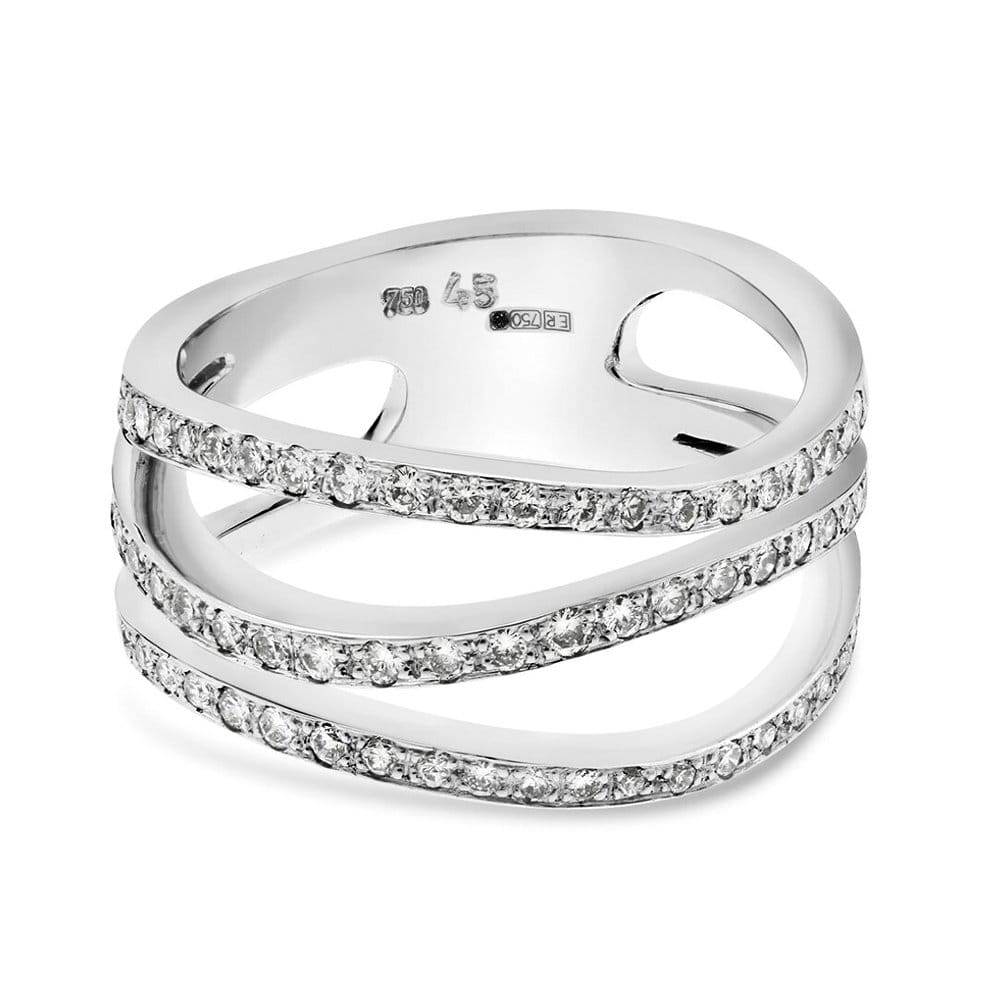 Berry's 18ct White Gold Three Wavy Rows Diamond Ring - Berry's Jewellers