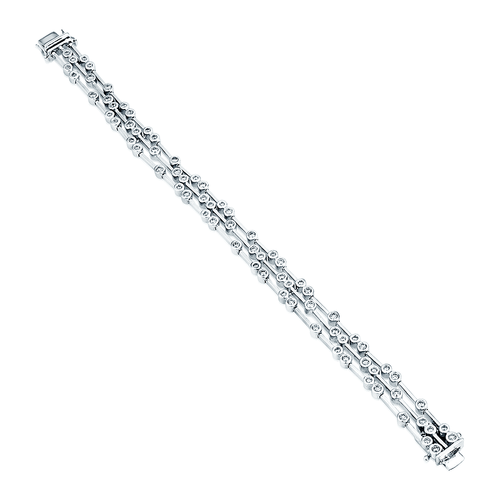 18ct White Gold Triple Row Diamond Bracelet