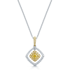 Berry's 18ct White Gold Yellow Diamond And Diamond Fancy Off Set Cushion Shape Pendant - Berry's Jewellers