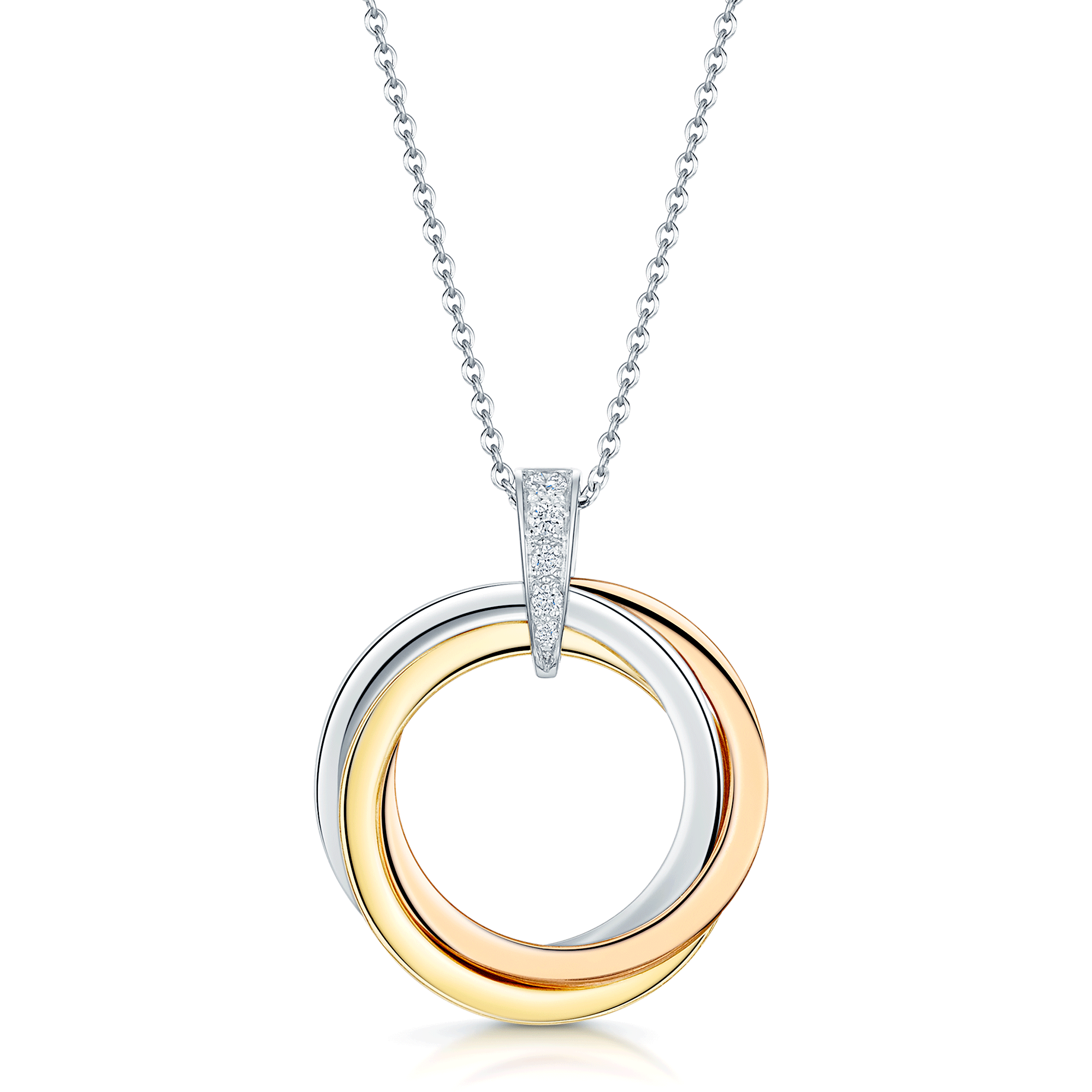 Berry's 18ct White Rose And Yellow Gold Circle Pendant With A Diamond Set Bail - Berry's Jewellers