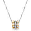 18ct White, Rose And Yellow Gold Round Brilliant Cut Diamond 3 Row Necklace