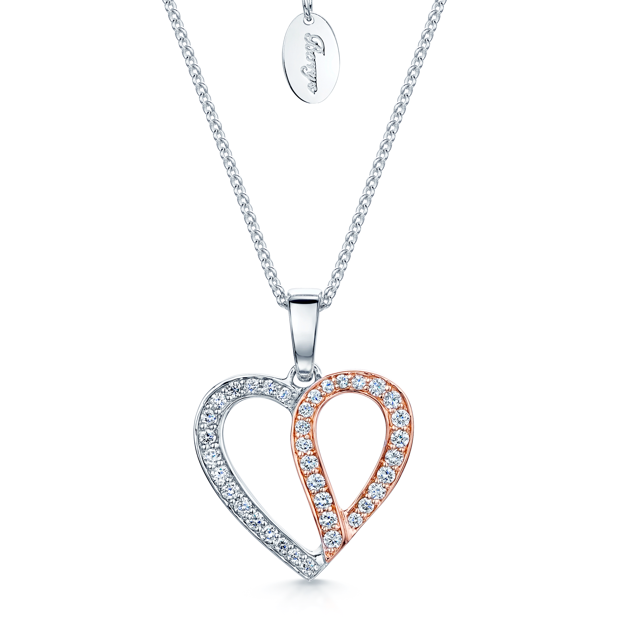 Berry's 18ct White & Rose Gold Diamond Heart Pendant - Berry's Jewellers