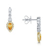 Berry's 18ct White & Yellow Gold Pear Cut Yellow Sapphire Diamond Halo Drop Earrings - Berry's Jewellers