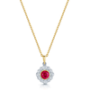 Berry's 18ct Yellow And White Gold Ruby And Diamond Cluster Pendant - Berry's Jewellers