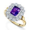 18ct Yellow Gold Amethyst & Diamond Set Cluster Ring