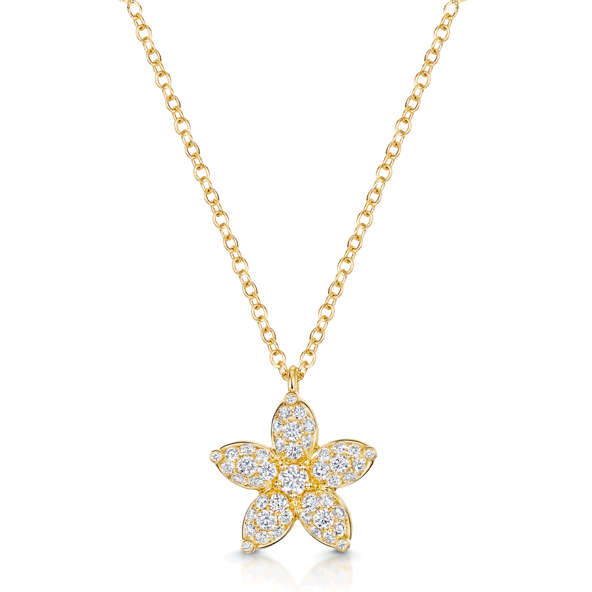 18ct Yellow Gold Bloom Collection Diamond Flower Pendant