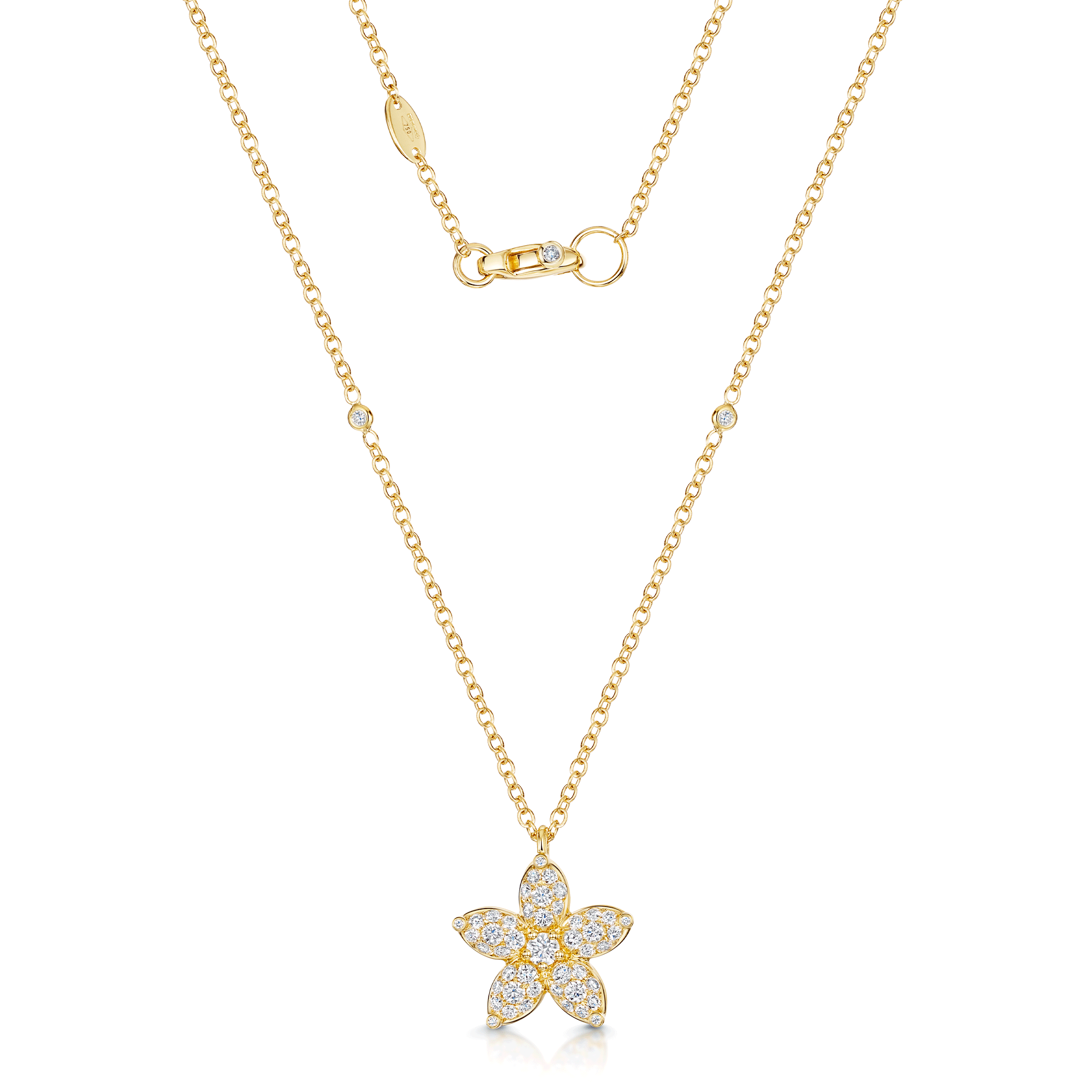 18ct Yellow Gold Bloom Collection Diamond Flower Pendant