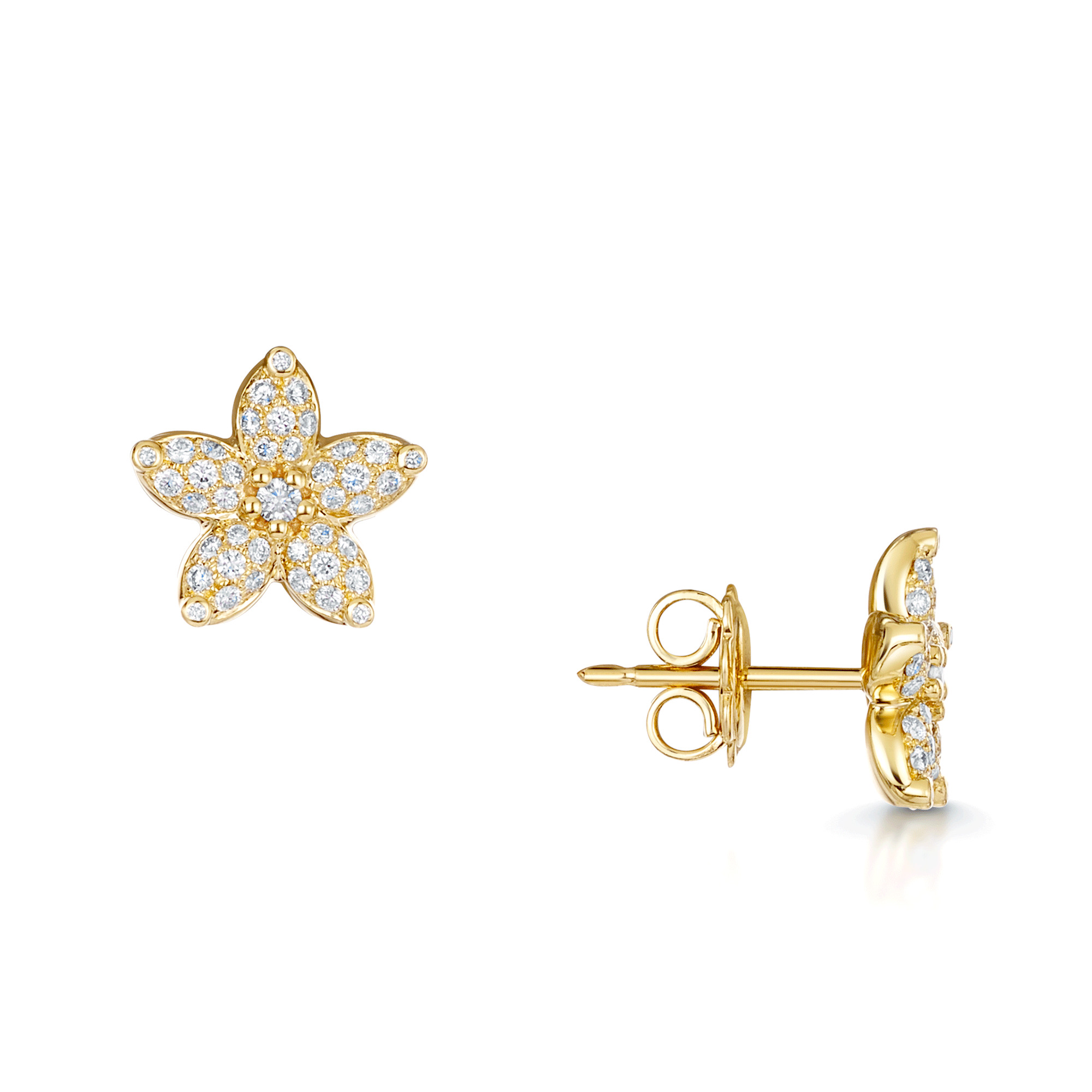 18ct Yellow Gold Bloom Collection Diamond Flower Stud Earrings