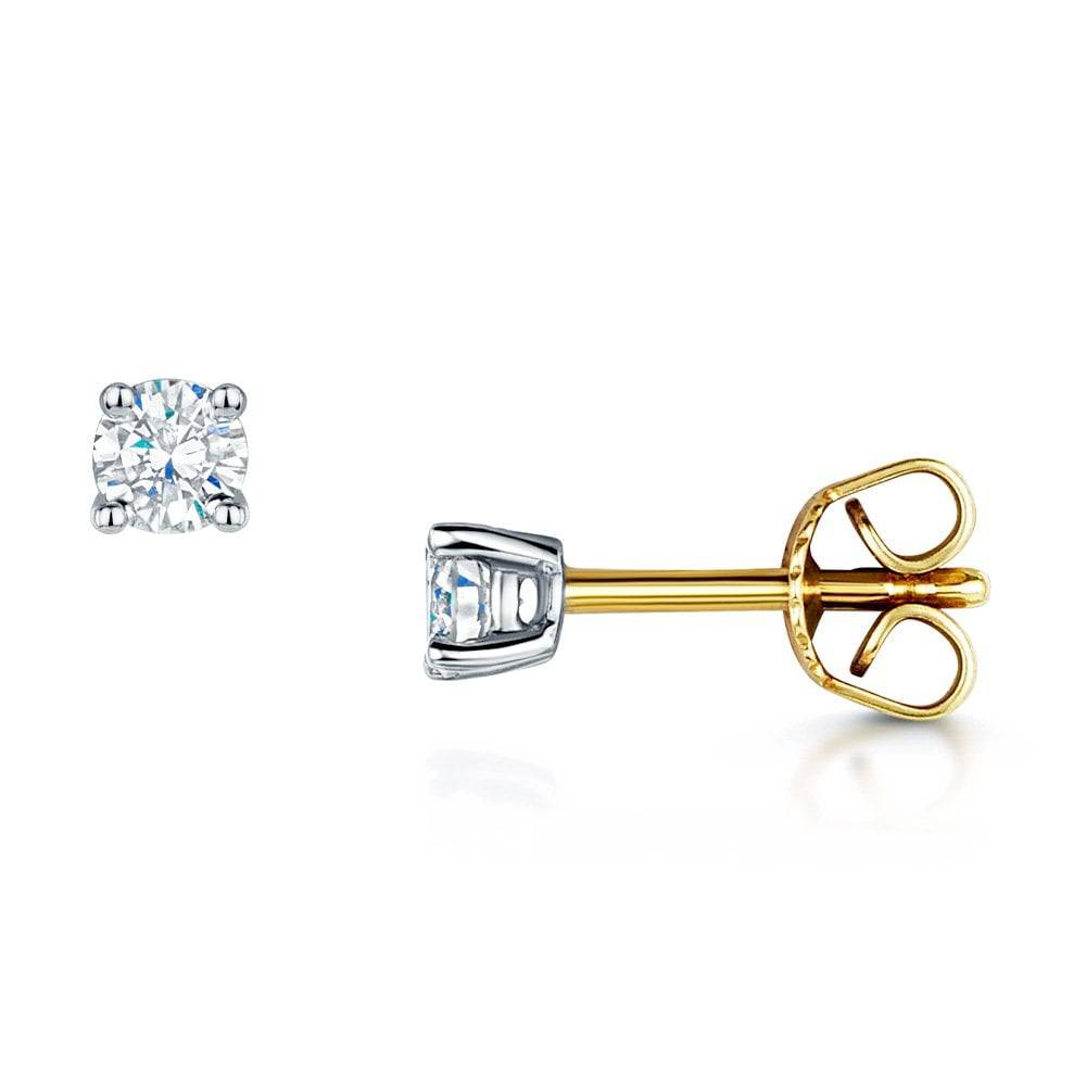 Berry's 18ct Yellow Gold Brilliant Cut Diamond Set Stud Earrings - Berry's Jewellers