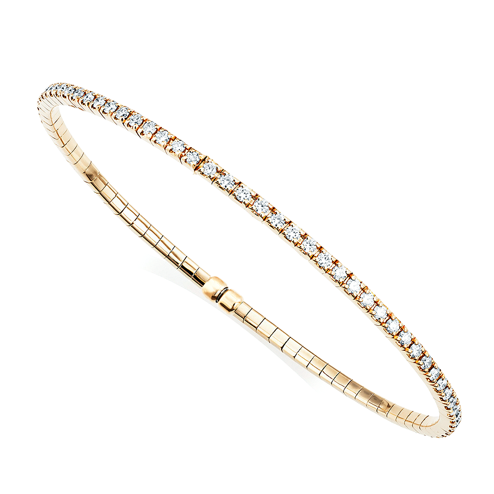 18ct Yellow Gold Claw Set Flexible Diamond Bangle