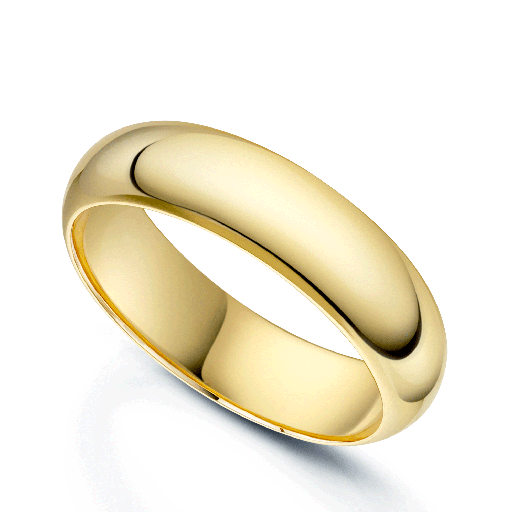 18ct Yellow Gold D-Shape Gents Wedding Ring