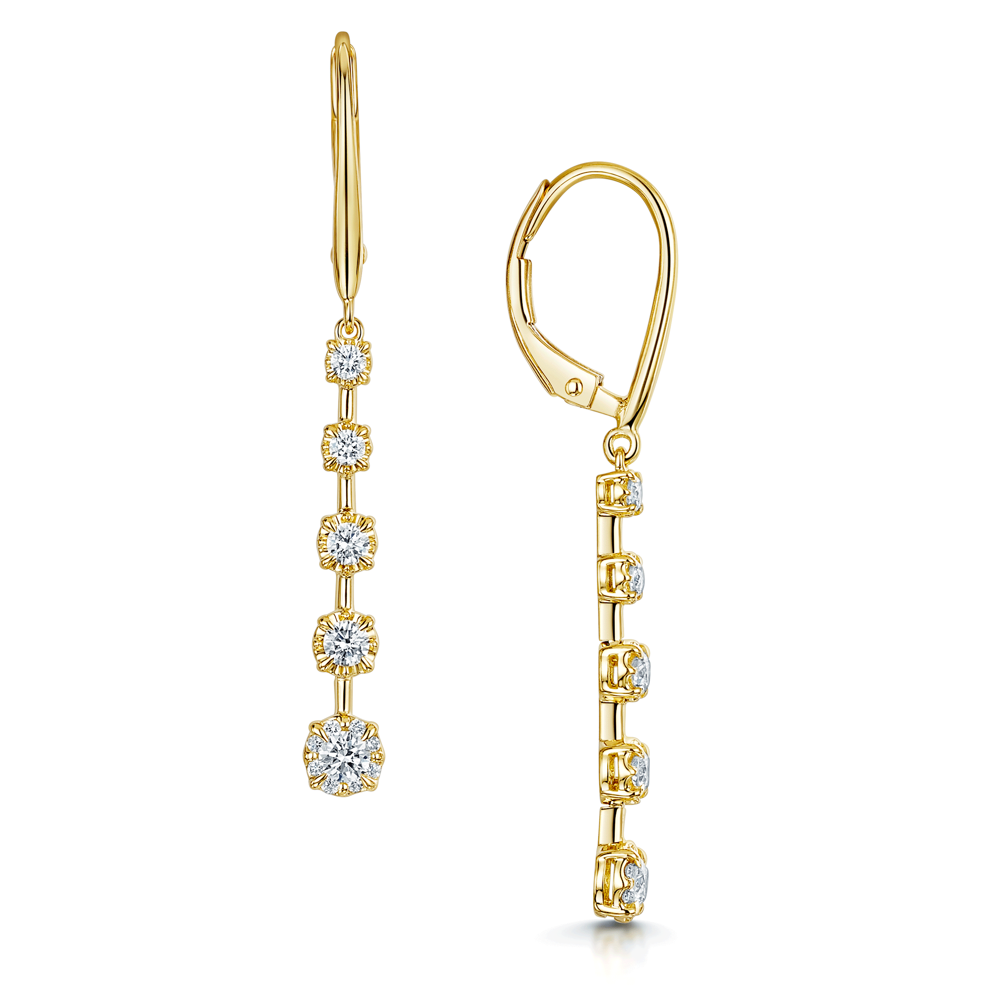 Berry's 18ct Yellow Gold Diamond Five Stone Drop Earrings - Berry's Jewellers