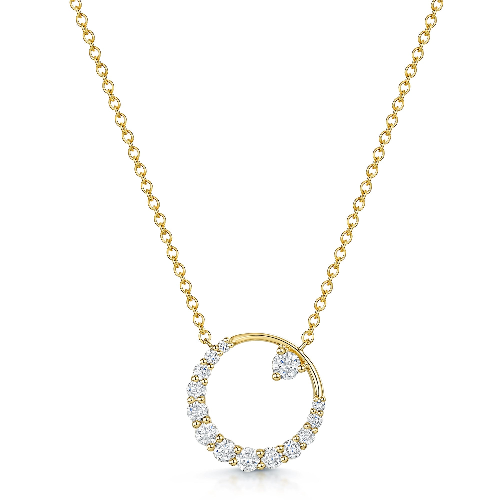 18ct Yellow Gold Diamond Open Circle Pendant