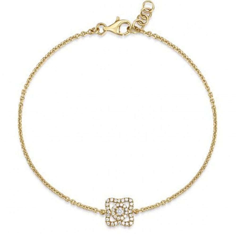 Berry's 18ct Yellow Gold Diamond Set Single Flower Chain Bracelet - Berry's Jewellers