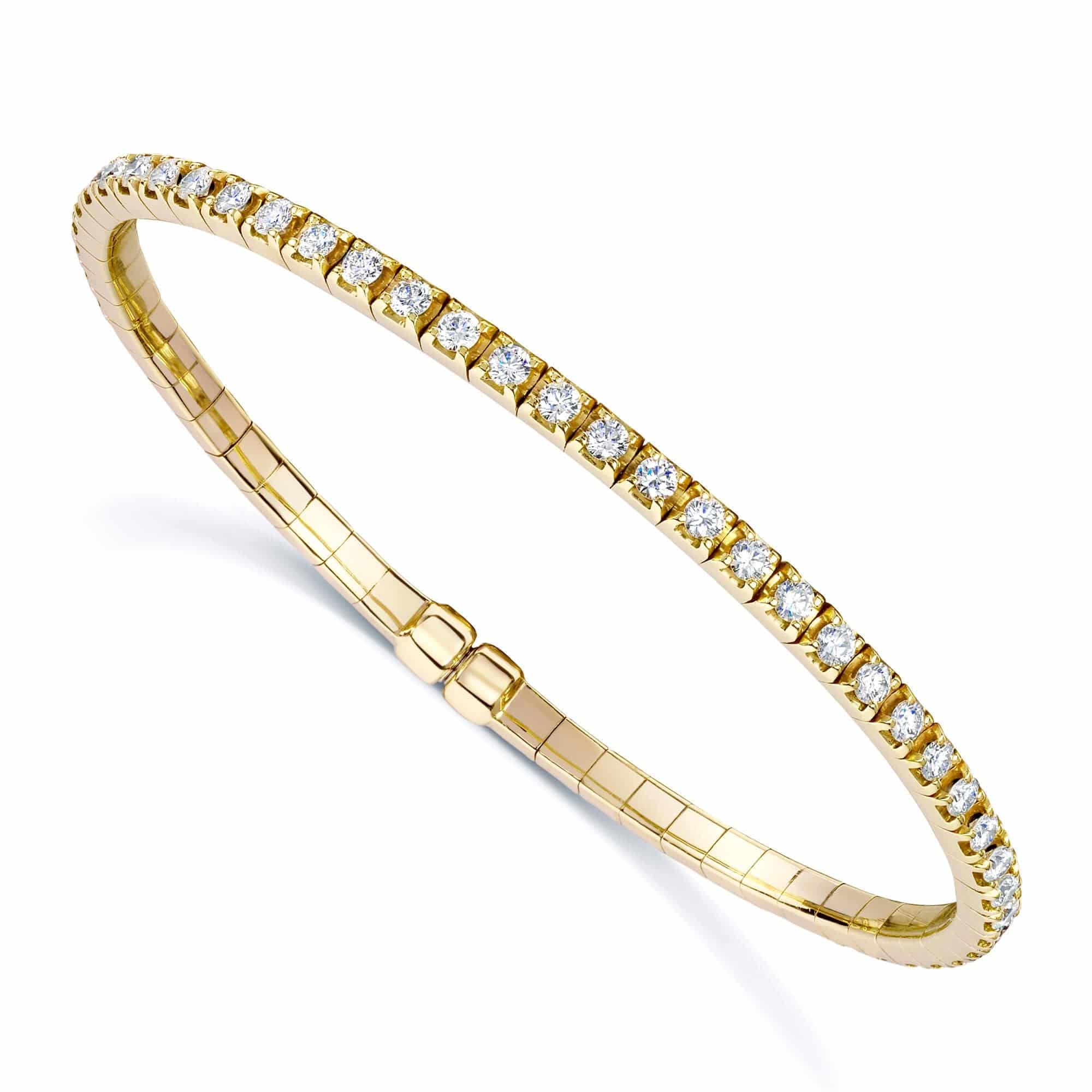 Berry's 18ct Yellow Gold Diamond Set Sprung Bangle With Magnetic Clasp - Berry's Jewellers