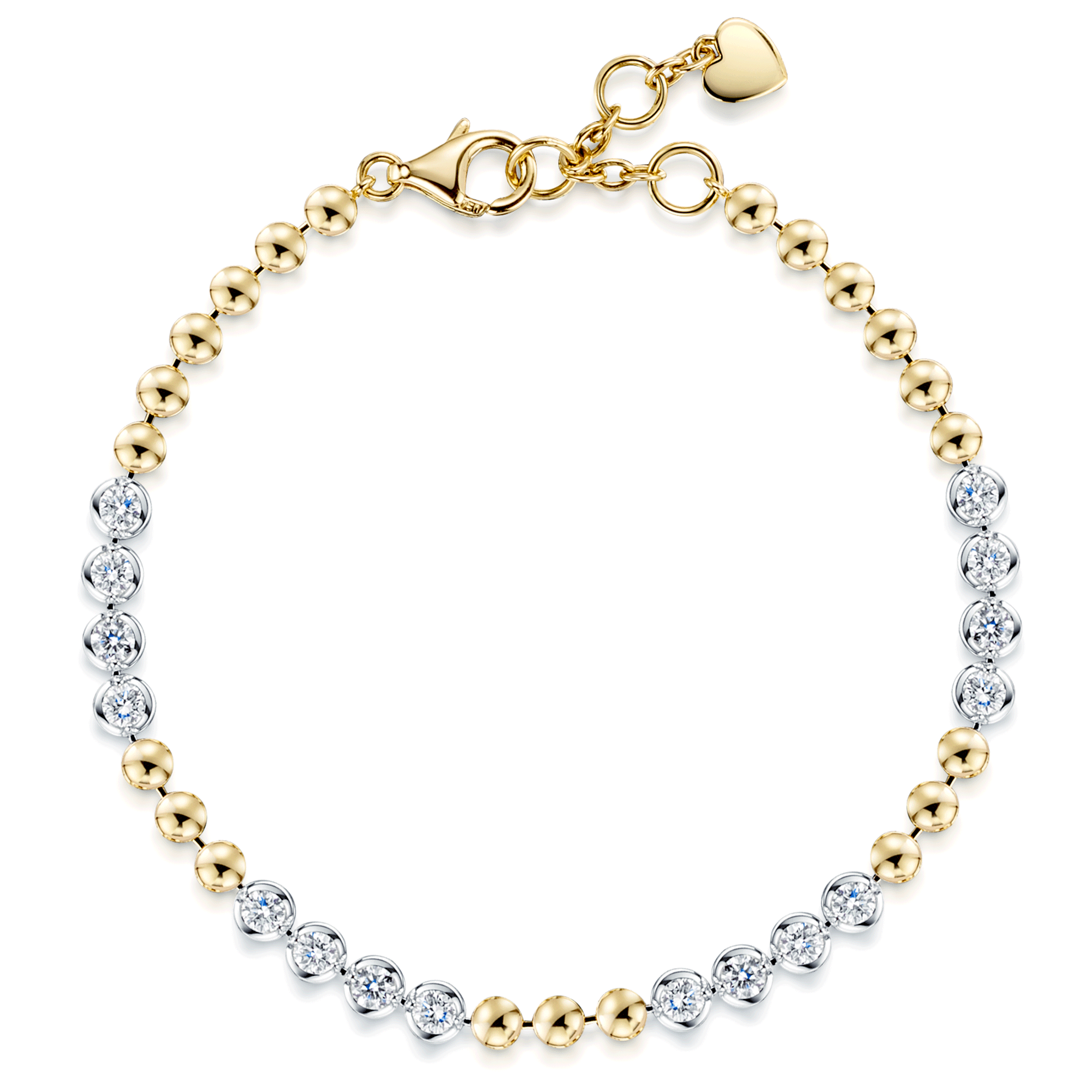 18ct Yellow Gold Disc And Round Brilliant Cut Diamond Bracelet