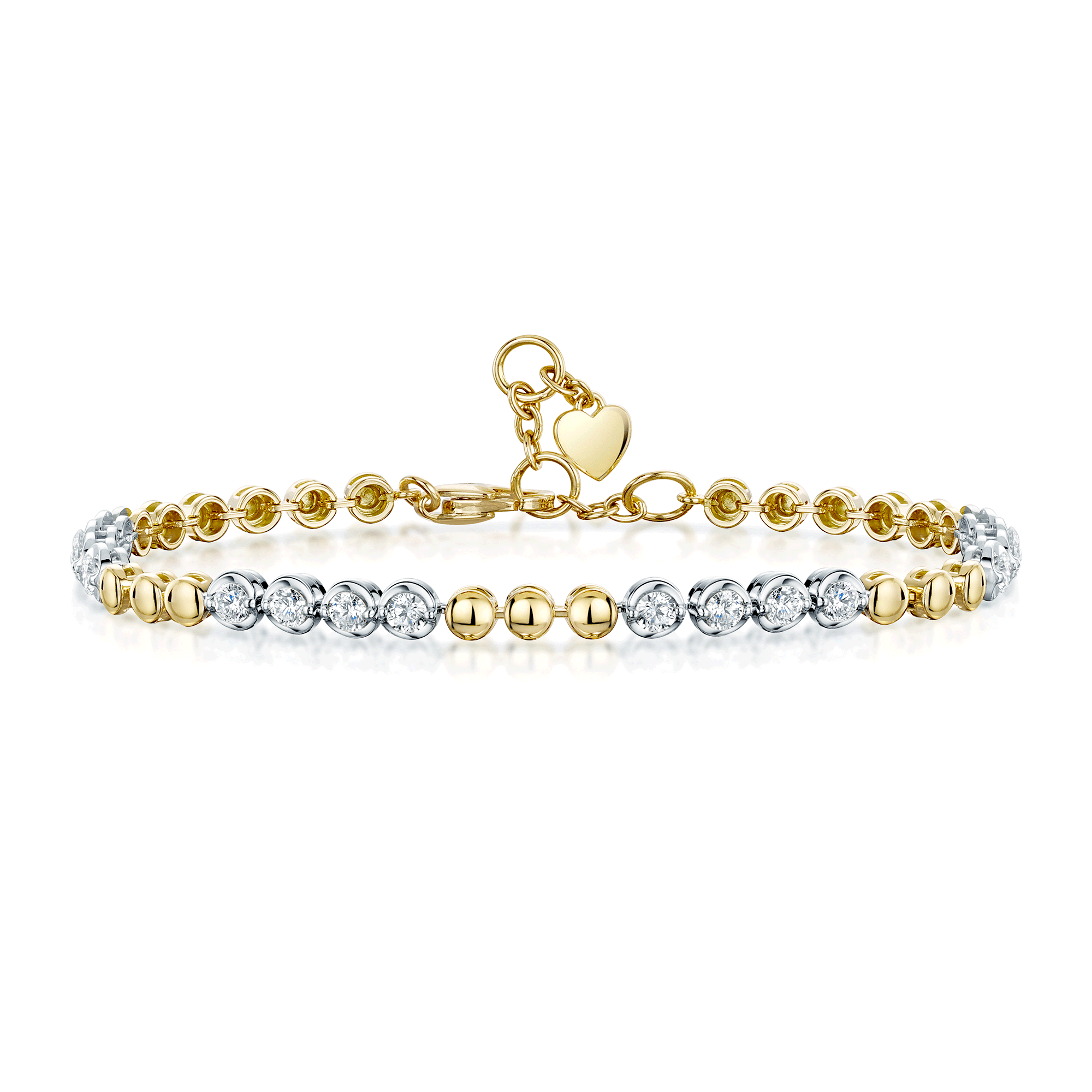 18ct Yellow Gold Disc And Round Brilliant Cut Diamond Bracelet