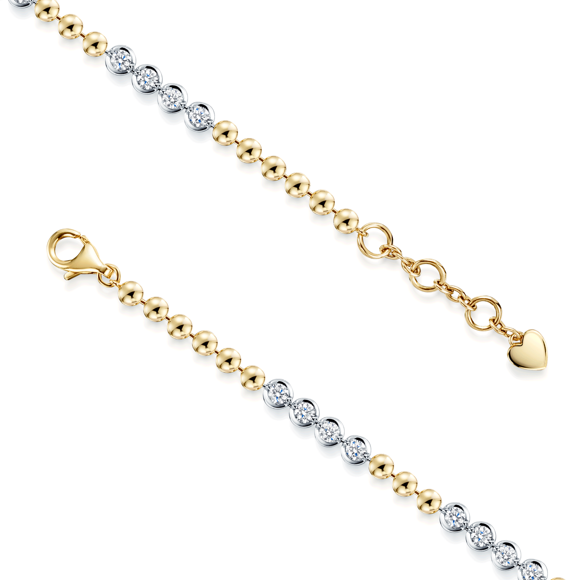 18ct Yellow Gold Disc And Round Brilliant Cut Diamond Bracelet