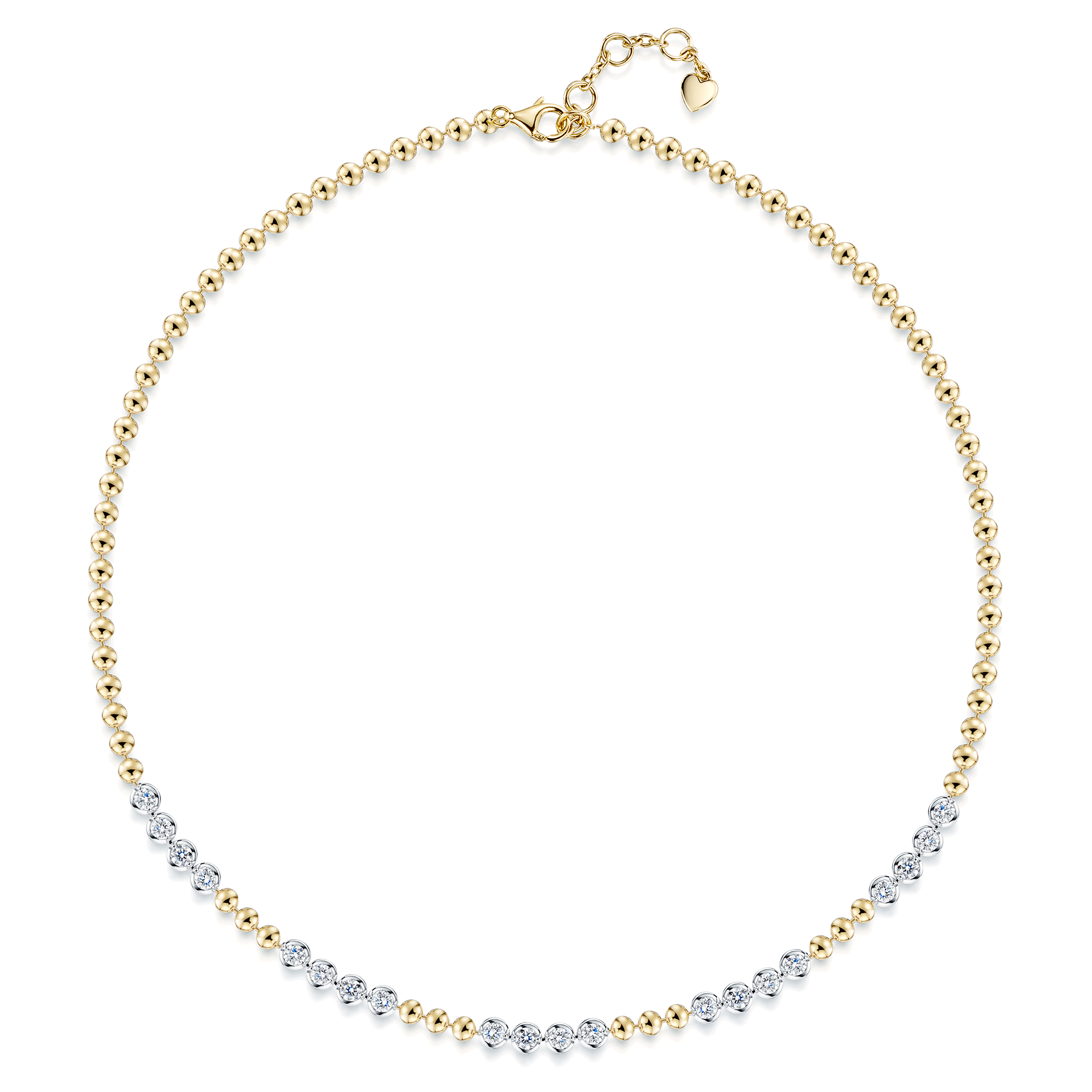 18ct Yellow Gold Disc And Round Brilliant Cut Diamond Necklace