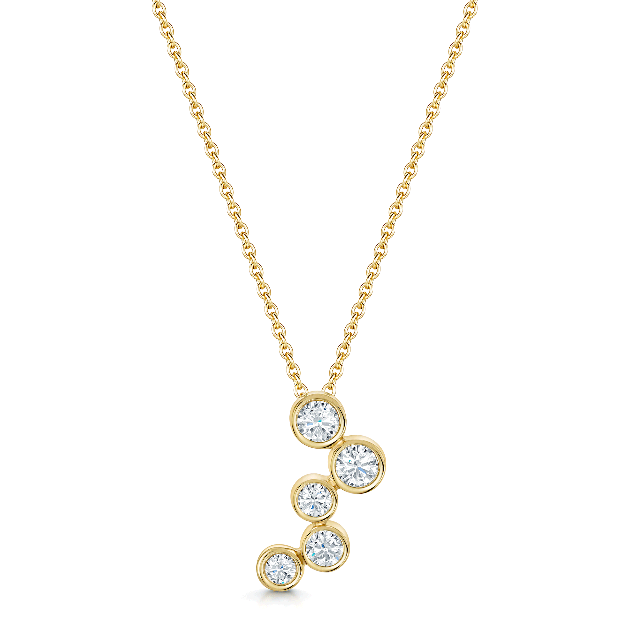 18ct Yellow Gold Five Stone Diamond Pendant